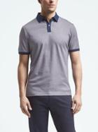 Banana Republic Mens Luxury Touch Heathered Polo - Navy