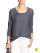 Banana Republic Womens Factory Linen/cotton Open Weave Sweater Size L - Night Azul
