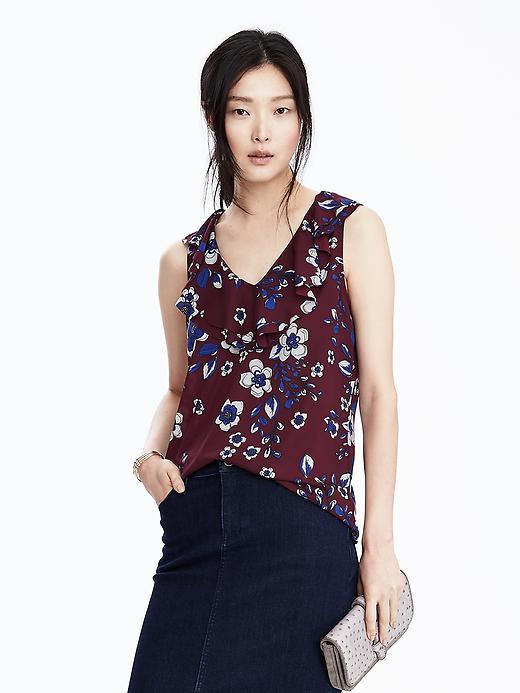 Banana Republic Womens Floral Cascade Top Size L - Wine