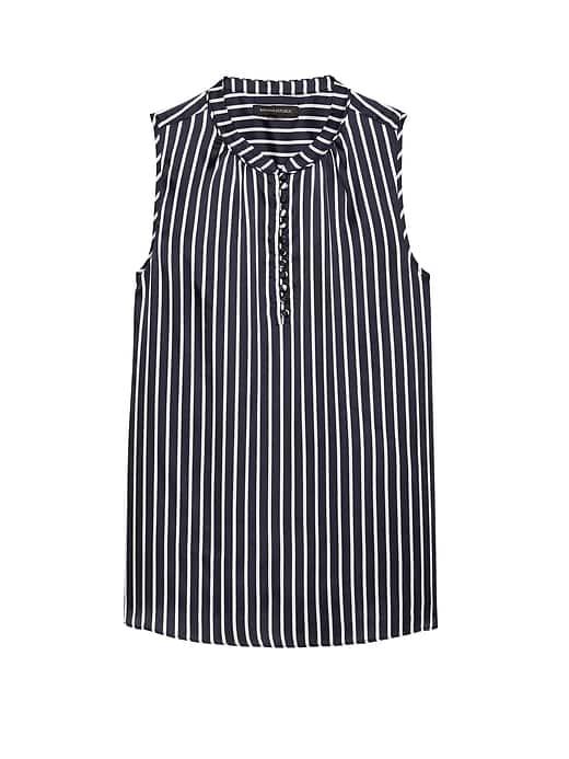 Banana Republic Womens Stripe Button-front Top Navy Size Xs