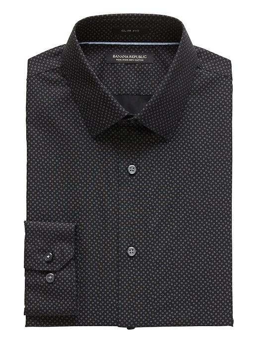 Banana Republic Mens Grant Slim-fit Non-iron Confetti Print Dress Shirt Black Size Xs