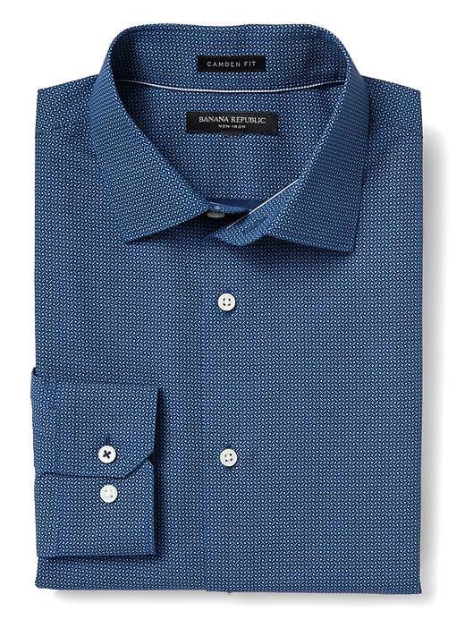 Banana Republic Mens Camden Fit Non Iron Dot Shirt - Navy Star