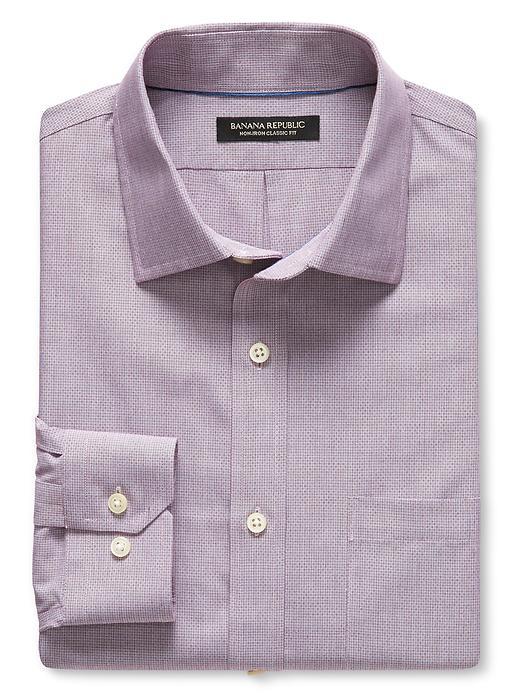 Banana Republic Mens Classic Fit Non Iron Red Geo Shirt Size L Tall - Beet Root