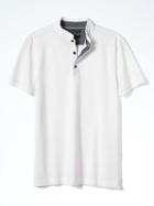 Banana Republic Pique Banded Collar Polo - White