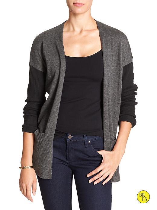 Banana Republic Womens Factory Colorblock Cardigan Size L Petite - Black