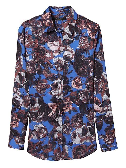 Banana Republic Womens Dillon Fit Floral Shirt - Blue