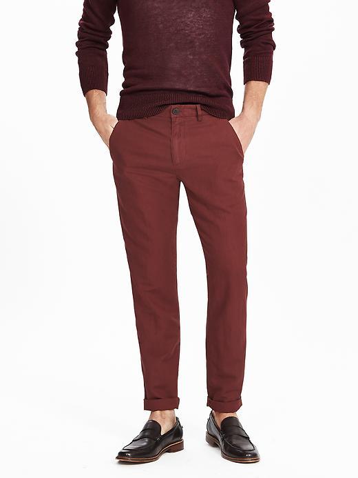 Banana Republic Mens Aiden Slim Garment Dyed Linen Cotton Pant Size 35w 36l Tall - Burgundy