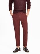 Banana Republic Mens Aiden Slim Garment Dyed Linen Cotton Pant Size 35w 36l Tall - Burgundy