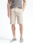 Banana Republic Mens Emerson Straight Stretch Cotton Short - Cream