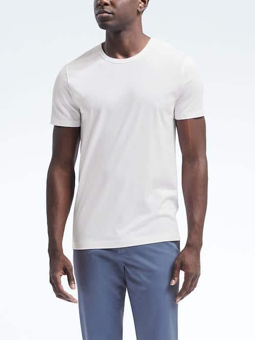Banana Republic Mens Supima Ringer Tee - White