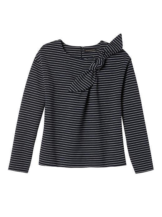 Banana Republic Womens Stripe Bow Neck Couture Sweatshirt - Blue Stripe