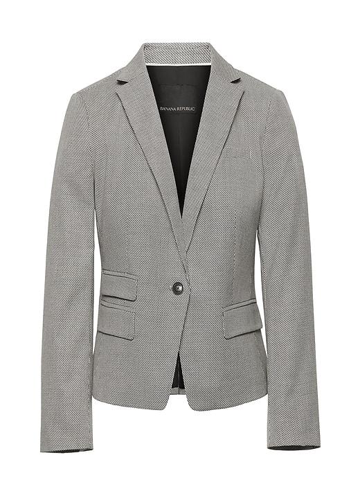 Banana Republic Womens Fitted Crop Machine-washable Cotton-blend Blazer Light Gray Size 0