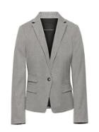 Banana Republic Womens Fitted Crop Machine-washable Cotton-blend Blazer Light Gray Size 0