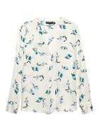 Banana Republic Womens Floral Drapey V-neck Top White Size Xs