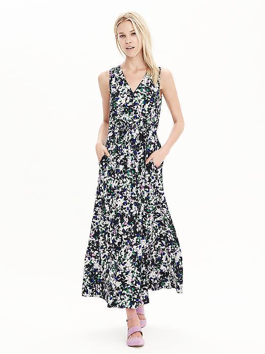 Banana Republic Womens Mixed Floral V Neck Maxi Dress Size 0 - Mixed Floral