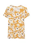 Banana Republic Womens Crew-neck T-shirt Stretch-modal Midnight Floral Size Xs