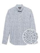 Banana Republic Mens Camden Standard-fit Cotton Oxford Floral Shirt Light Gray Size Xxl
