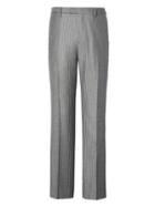 Banana Republic Mens Slim Gray Pinstripe Italian Wool Flannel Suit Trouser Gray Sky Size 32w