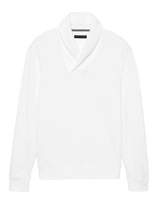 Banana Republic Mens Brushed Waffle-knit Shawl Collar Sweatshirt Gypsum White Size Xl