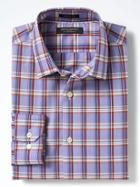Banana Republic Mens Camden Fit Non Iron Stretch Grid Shirt - Lipstick Red