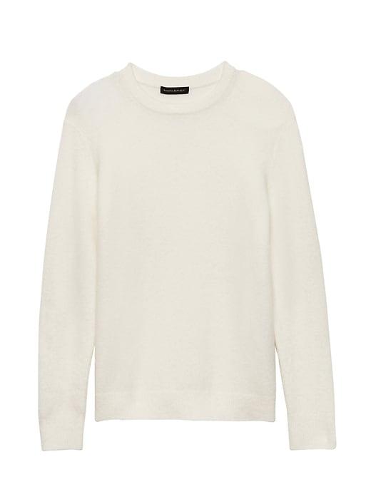 Banana Republic Womens Plush Wool Blend Crew-neck Sweater Ivory Size Xl