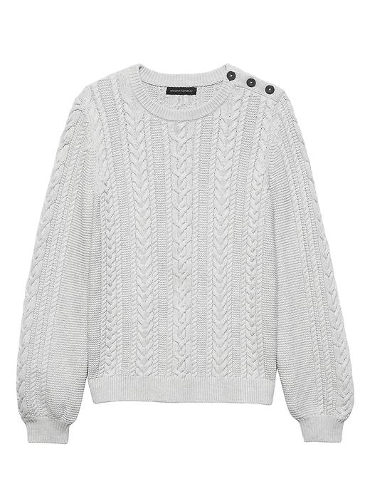 Banana Republic Womens Cotton-blend Cable-knit Sweater Heather Gray Size S