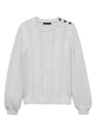 Banana Republic Womens Cotton-blend Cable-knit Sweater Heather Gray Size S