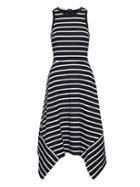 Banana Republic Womens Petite Stripe Handkerchief-hem Ponte Dress Blue Stripe Size 2