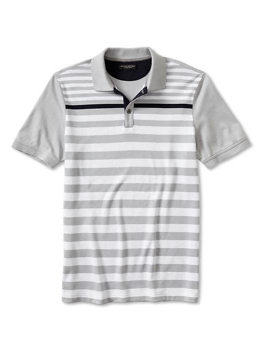 Banana Republic Mens Luxe-touch Multi-stripe Polo Shirt White Size Xl