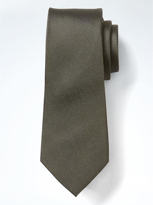 Banana Republic Mens Oxford Silk Nanotex Tie - Olive
