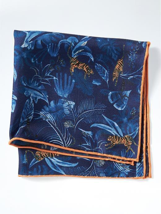 Banana Republic Mens Jungle Pocket Square - Marina Blue