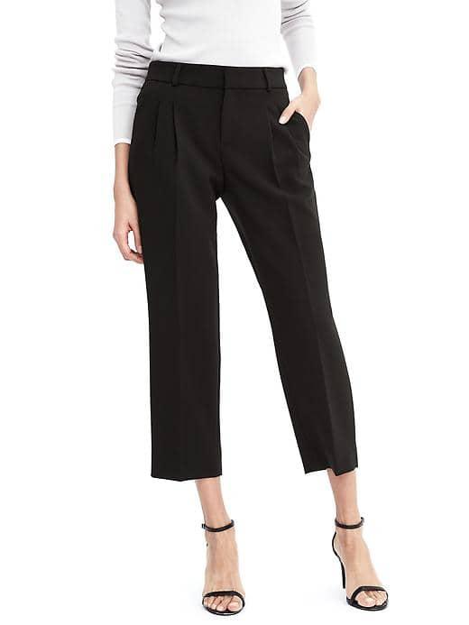 Banana Republic Womens Pleated Crop Pant - Black