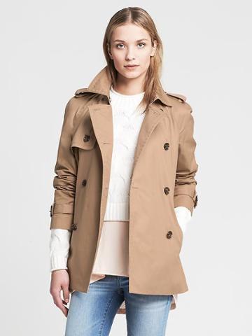 Banana Republic Womens Swing Trench Size L Petite - Coconut Husk