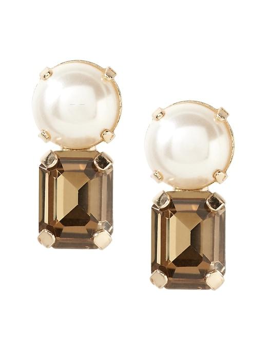 Banana Republic Bezel Stone And Pearl Stud Earring