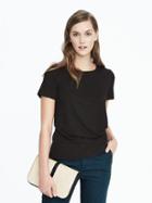 Banana Republic Short Sleeve Drape Front Shirt - Black