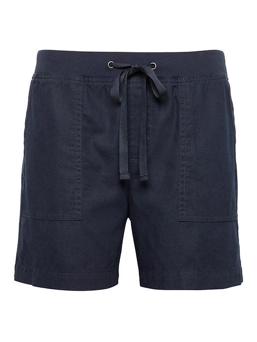 Banana Republic Womens Petite Soft Linen-cotton 5 Pull-on Short Navy Size 2