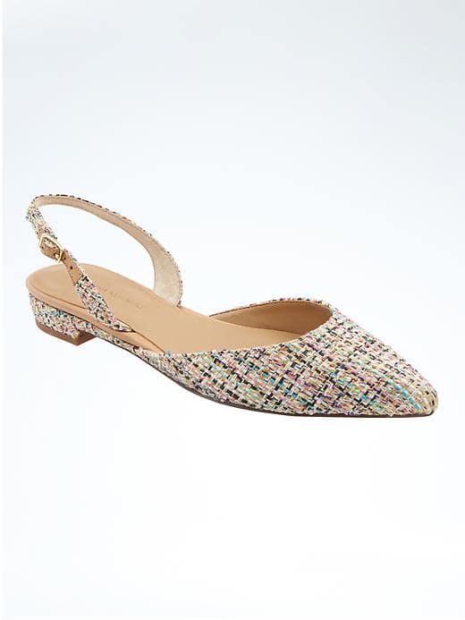 Banana Republic Pointed Toe Slingback Flat - Baby Tweed