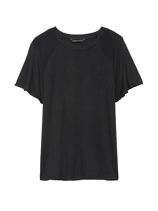 Banana Republic Womens Soft Stretch Flutter-sleeve T-shirt Black Size M