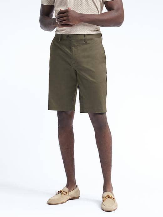 Banana Republic Mens Emerson Straight Luxe Stretch Short - Utility Green