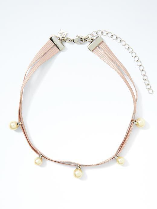 Banana Republic Womens Pearl Ribbon Choker Blush Size One Size