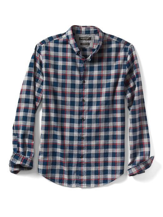 Banana Republic Mens Grant Fit Flannel Check Shirt - Modern Red