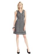 Banana Republic Womens Sleeveless Herringbone Wool Blend Dress - Black And White