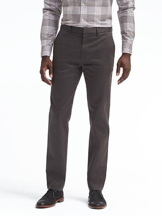 Banana Republic Mens Aiden Slim Rapid Movement Chino - Charcoal
