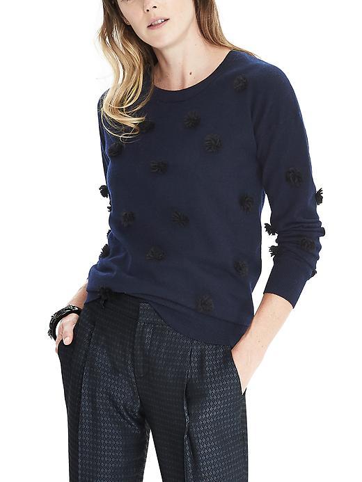 Banana Republic Pom Pom Sweater Crew - Preppy Navy