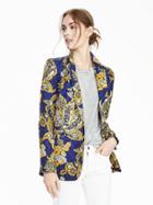 Banana Republic Womens Limited Edition Long Floral Silk Blazer Size 0 - Blue Multi