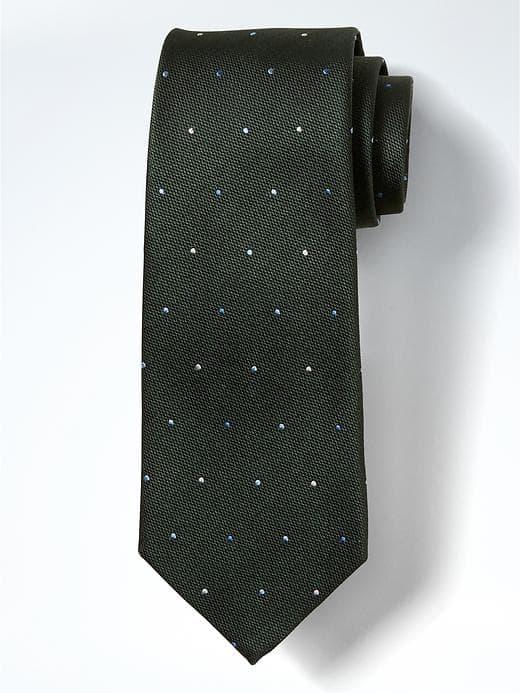 Banana Republic Mens Multi Dot Silk Nanotex Tie - Deep Green