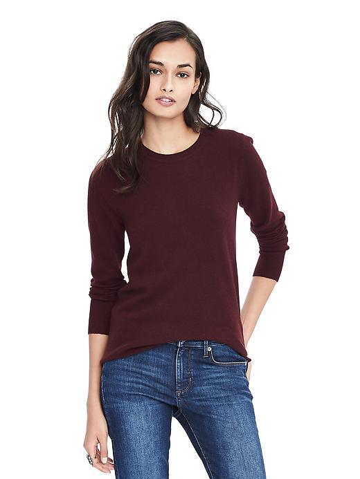Banana Republic Womens Italian Cashmere Blend Puff Sleeve Crew Pullover - Bordeaux Kiss