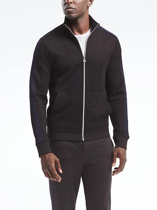 Banana Republic Mens Piped Track Jacket - Black