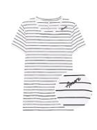 Banana Republic Womens Supima Cotton Embroidered T-shirt Shadow Stripe Size L