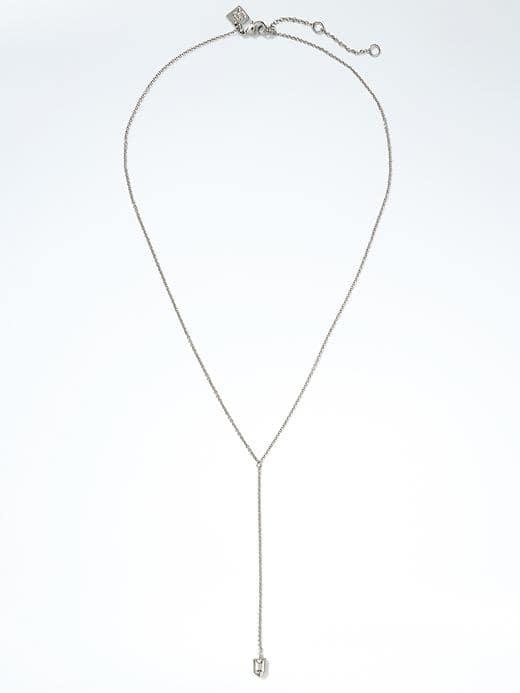 Banana Republic Delicate Shield Y Necklace - Silver